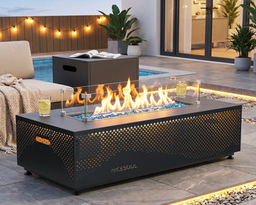 42'' Outdoor Propane/Natural Gas Fire Pit Table, Rectangle Patio Firepits with Hidden Tank Table, 50000 BTU Modern