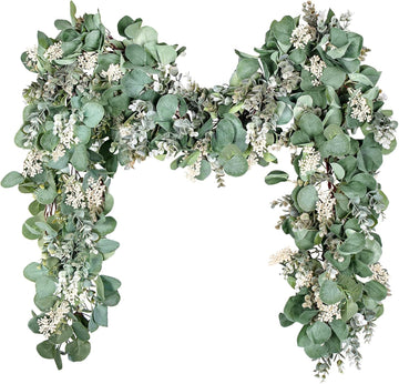 Eucalyptus Garland Artificial Greenery Vines with White Buds