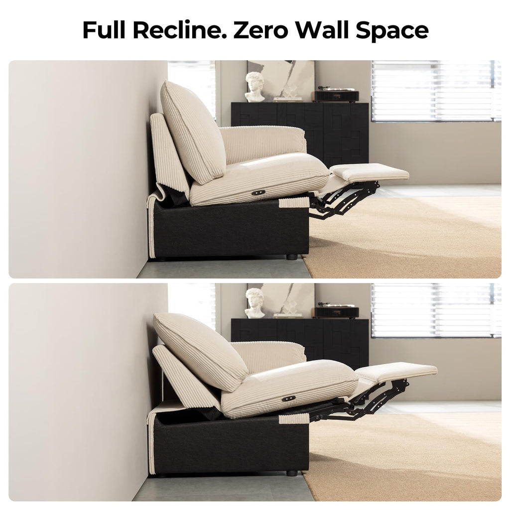 117" 5-Seat L-Shaped Power Reclining Sectional Couch, Beige