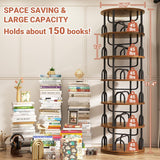 6 Tier Rotating Bookshelf Tower, Revolving Bookcase, 360° Round Spinning Book Shelf