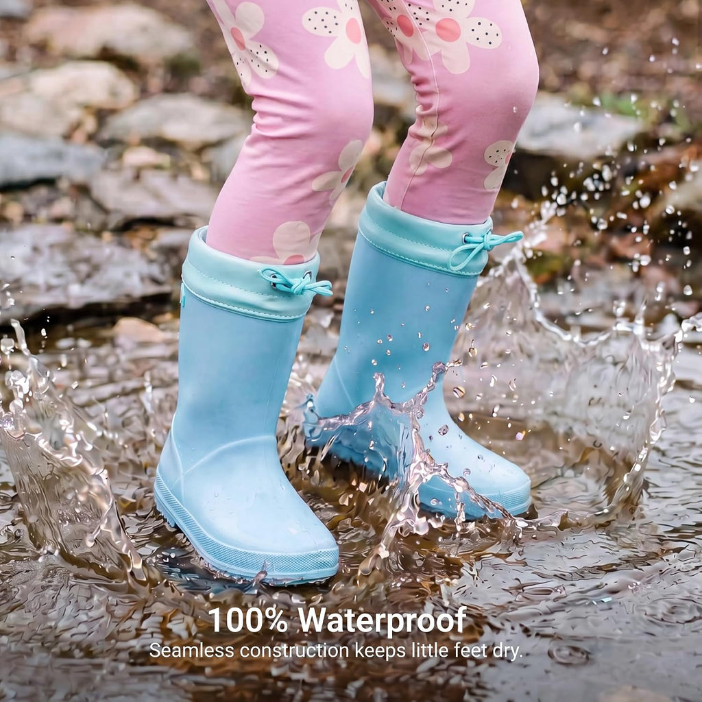 Kids Waterproof Drawstring Rain Boots