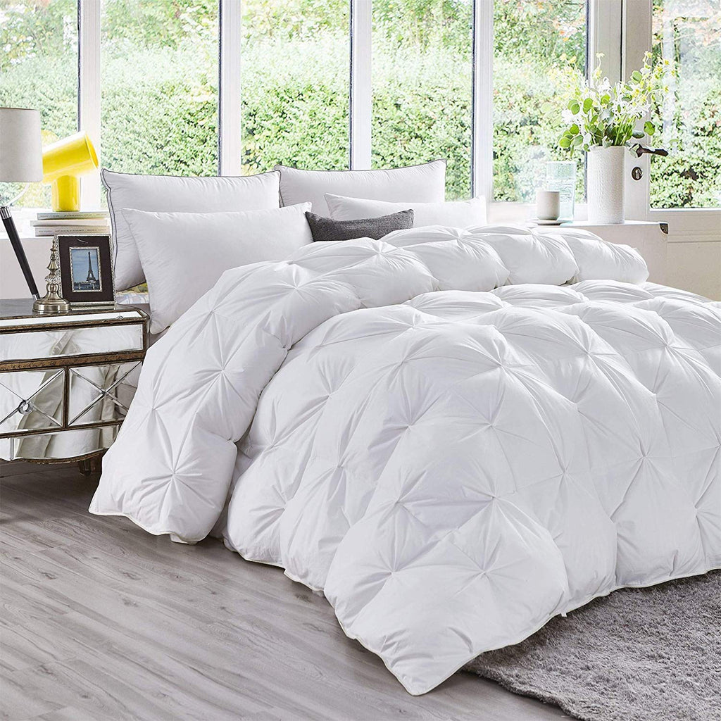 1 Piece Pinch Pleated Comforter Premium 1000 Thread Count 100% Egyptian Cotton Super Soft (King/California King Size