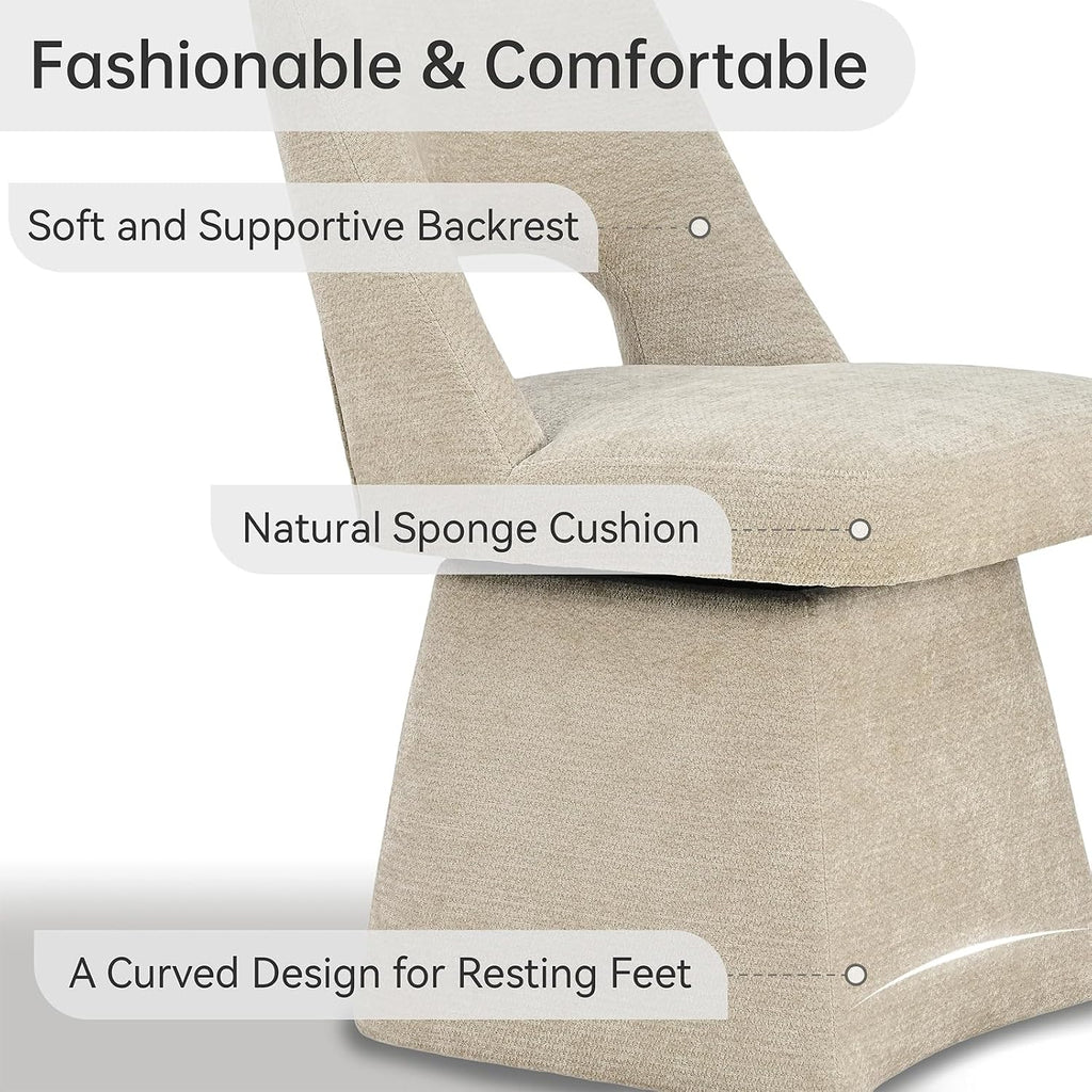 Upholstered Swivel Dining Chairs Set of 2, Modern Dining Room Chairs with Open Back, Chenille Fabric Kitchen Chairs