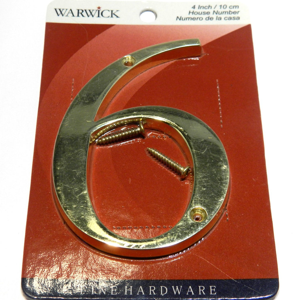 Polished Brass 4" House Address Number (6)