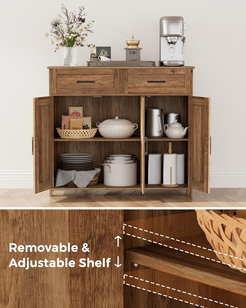 Coffee Bar Storage Cabinet with Drawers, Kitchen Buffet Cabinet