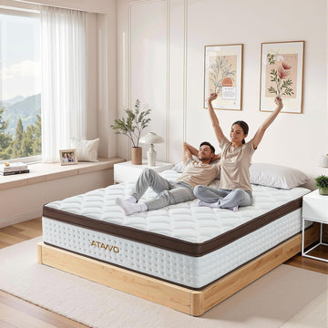 12 Inch Queen Mattress, Medium Firm Hybrid Mattress Queen with Zoned Pocket Springs & Memory Foam for Pressure