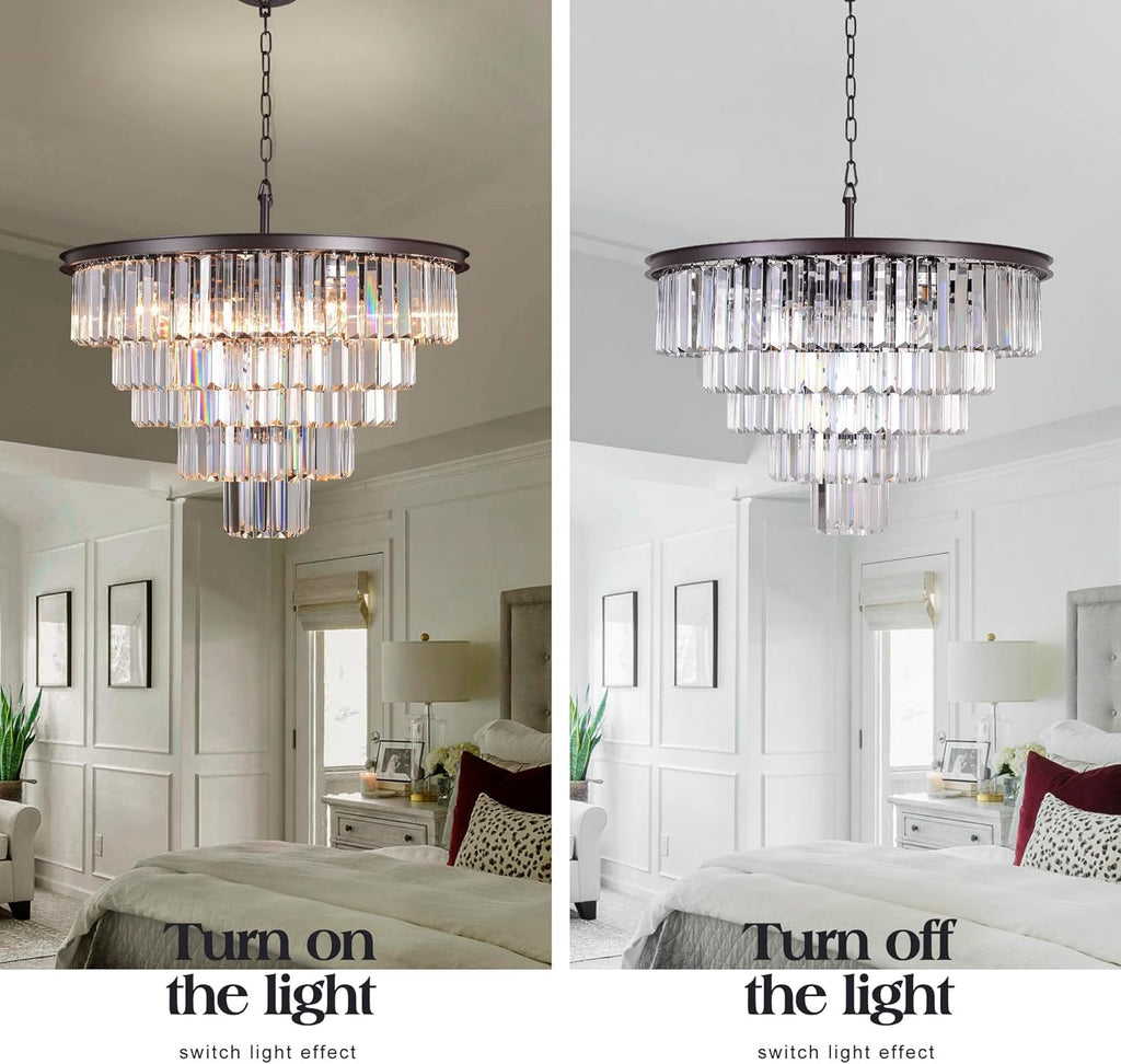 Inspired Odeon Style Oil Rubbed Bronze Crystal 5-Tier Modern Chandelier - A107-B0B4NQHM78