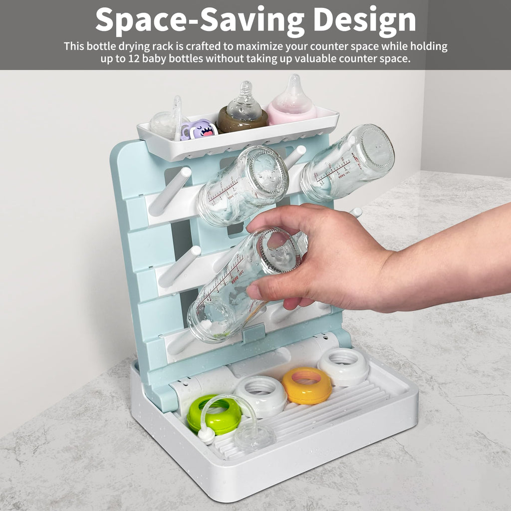 Baby Bottle Drying Rack, Vertical Standing Bottle Dryer Rack Holder-Space Saving Baby Bottle Drying Rack for