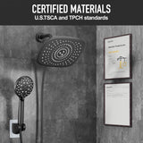Rain Shower Head with Handheld, High Pressure Rainfall Showerhead Combo with 5 Handheld Water Spray Modes for Bathroom