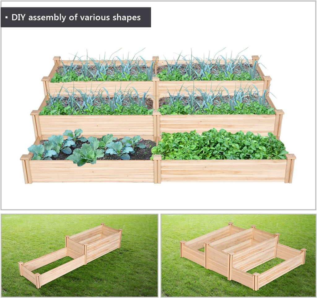 Raised Garden Bed Wooden Planter Box for Vegetables/Flowers, Wood | Fir wood raised bed offers easy assembly, and a