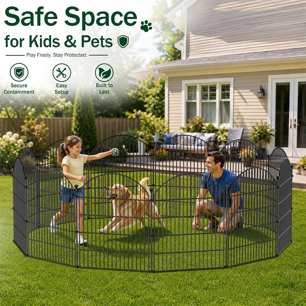 12 Pack No Dig Decorative Garden Fence Panels with Gate, 40in(H) x 29ft(L), Dog Fence Outdoor for Yard, Rustproof