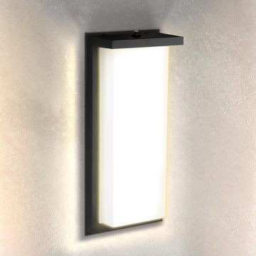 14" LED Outdoor Wall Light | Dusk to Dawn, Front Door, Porch | Black