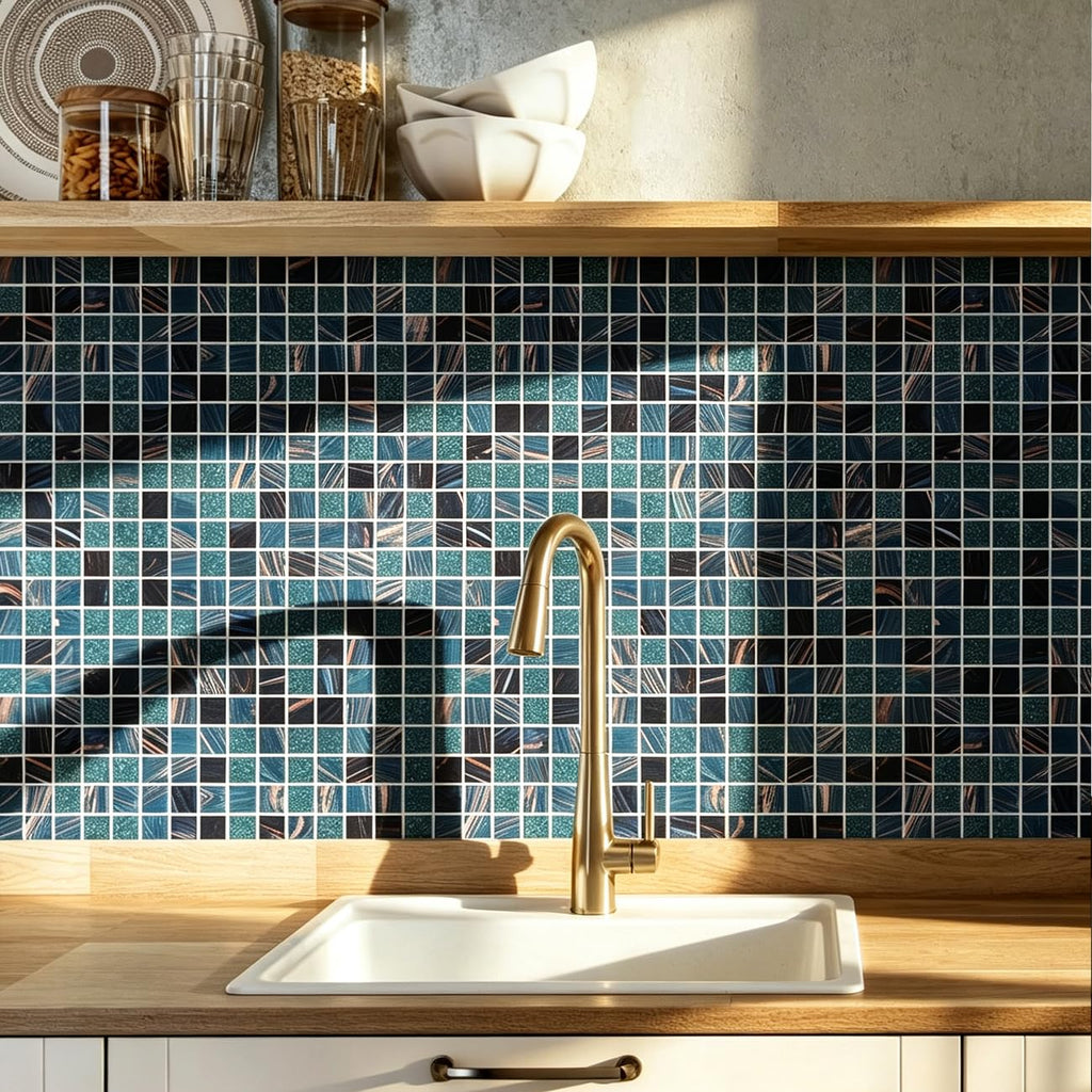 11.5 sq.ft Blue Glass Mosaic Tile, Pool, Kitchen Backsplash