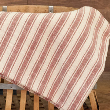 Market Place Red Ticking Stripe Bulk Yardage, One Yard, 36" x 110" Wide