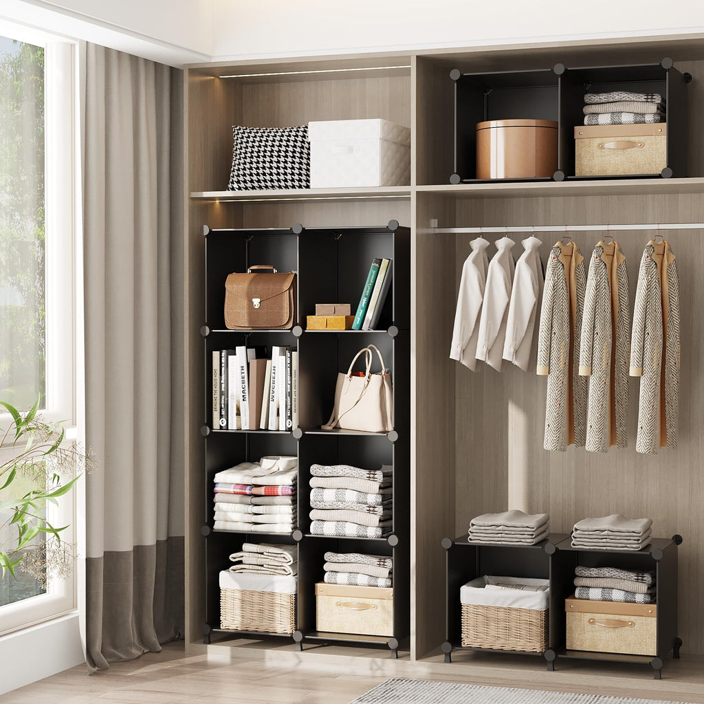 Cube Storage Organizer, 16 Cube Closet Organizer, Black