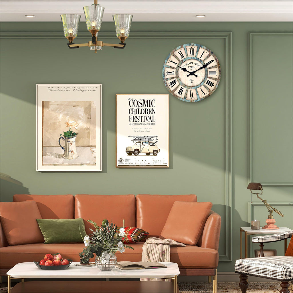 Retro Rustic Wooden Wall Clocks 16 Inch