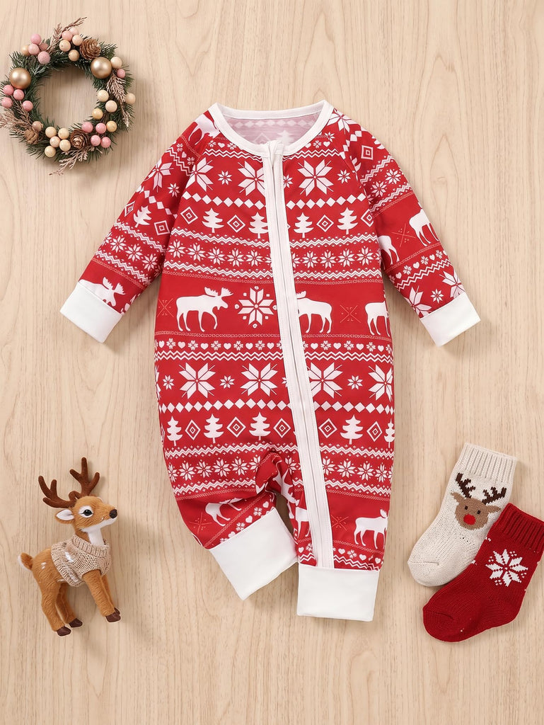 Family Christmas Matching Sets Long Sleeve Crewneck Holiday Graphic Cute Festival Outfits(Red|Reindeer&Chistmas