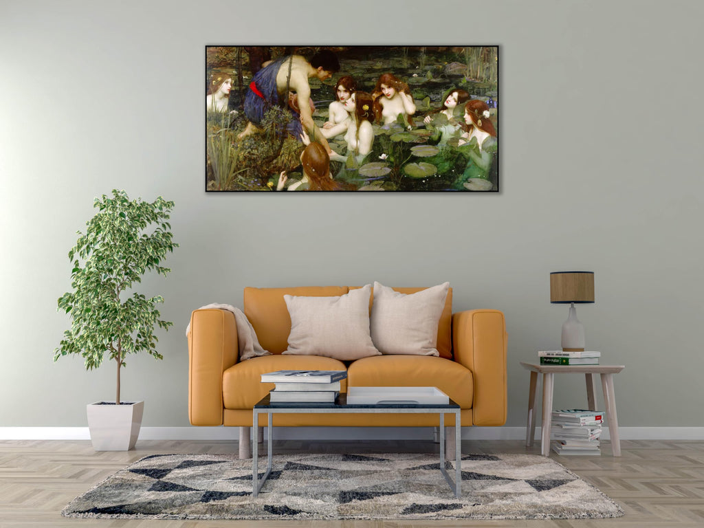 John William Waterhouse Canvas Wall Art Hylas And The Nymphs Poster - Characters Landscape Historical Culture