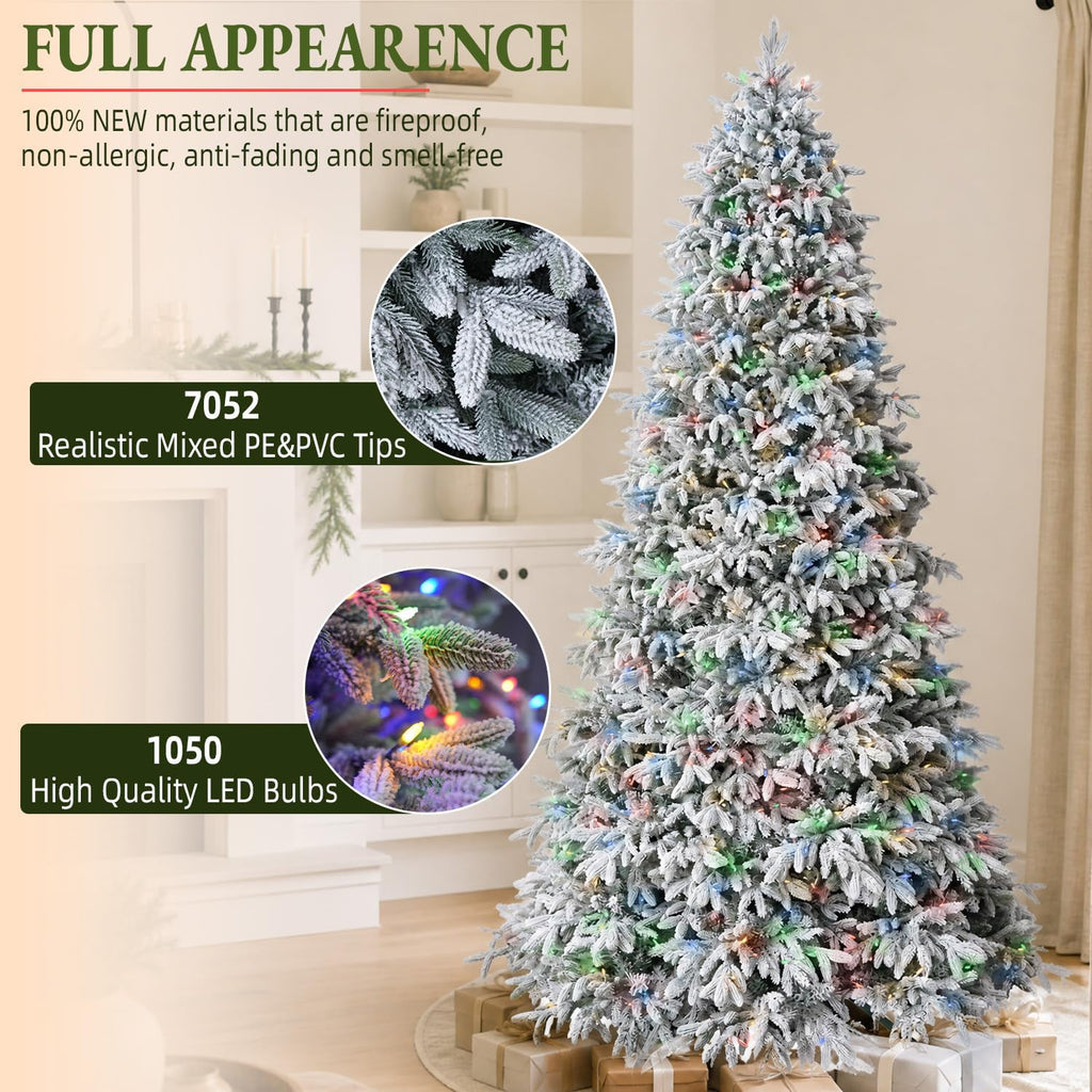 Prelit Luxury Flocked Christmas Tree with Remote Control