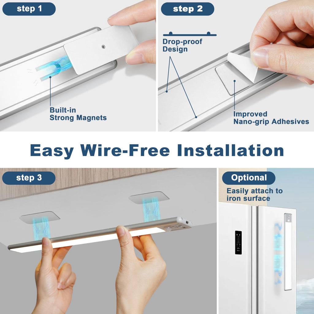 Under Cabinet Lighting, 40 LED Motion Sensor Light Indoor Rechargeable, 1800mAh Closet Lights Battery Operated