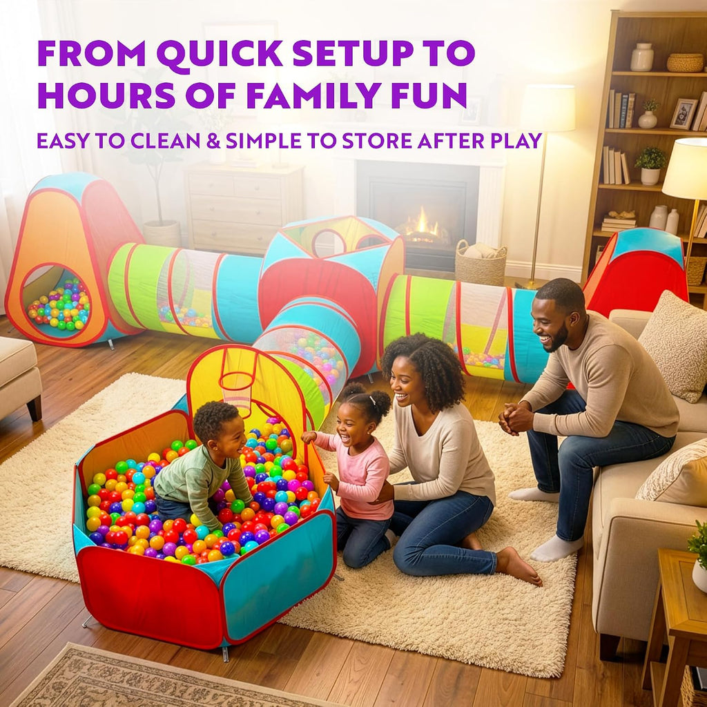 7pc Kids pop up Play Tent, Crawl Tunnel & Ball Pit for Toddlers