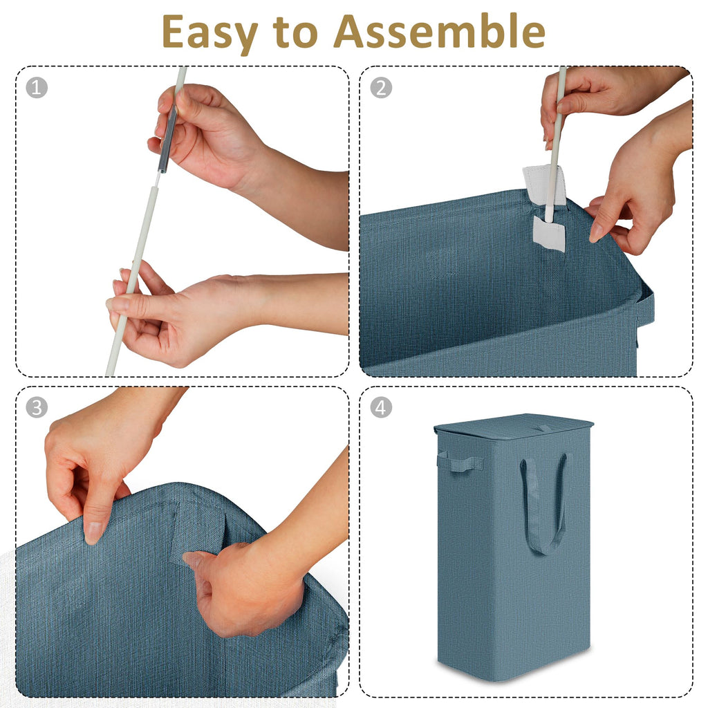 Slim Laundry Hamper with Lid Narrow Laundry Basket with Handles