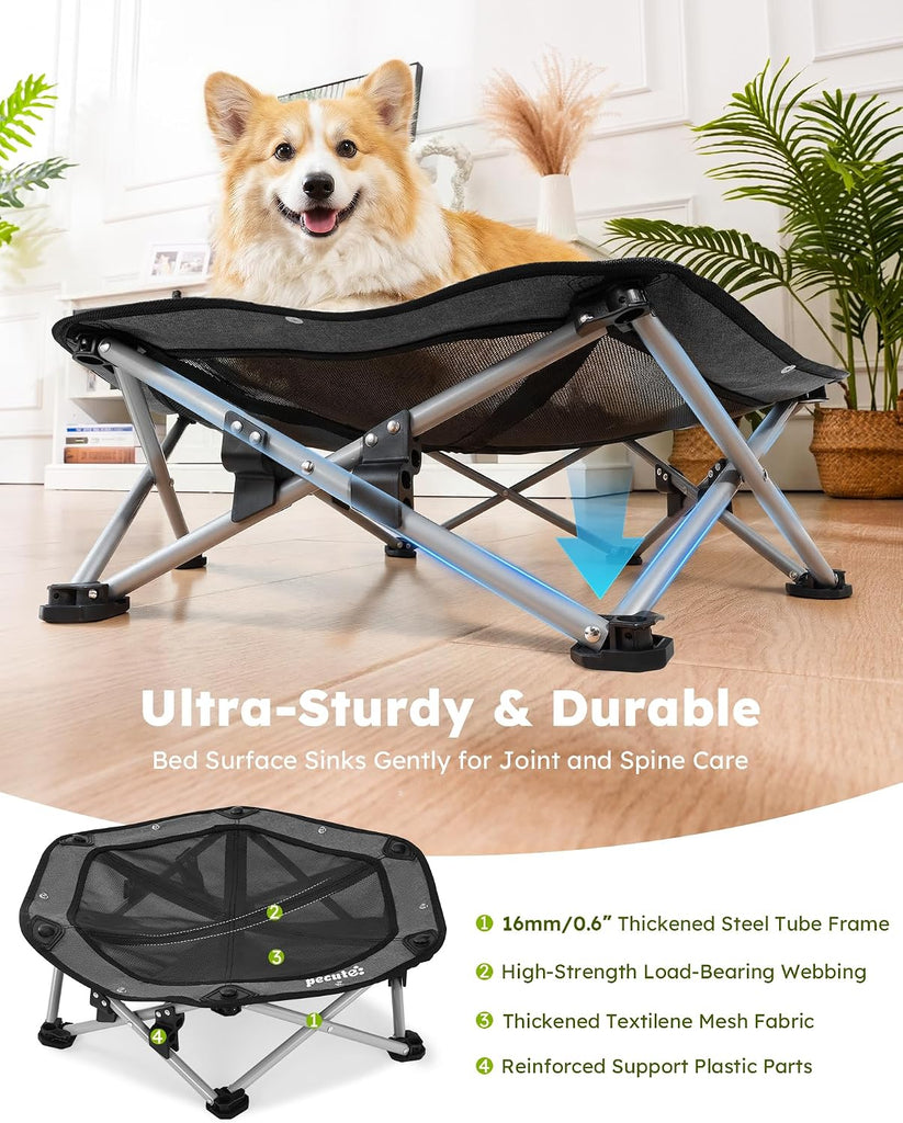Raised Dog Bed with Cooling Mat, Elevated Pet Cot for Medium Dogs, L