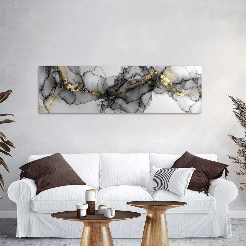 Abstract Black and Gold Wall Art Marble Wall Decor Minimalist Marble Ink Texture Canvas Prints Watercolor Fluid Line