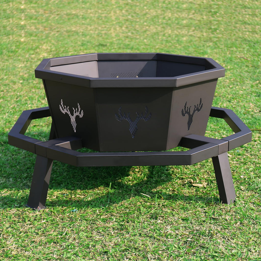 35 Inch Octagonal Outdoor Fire Pit, Fire Pits for Outside Wood Burning Fire Pit, Firepit, Firepits for Outside