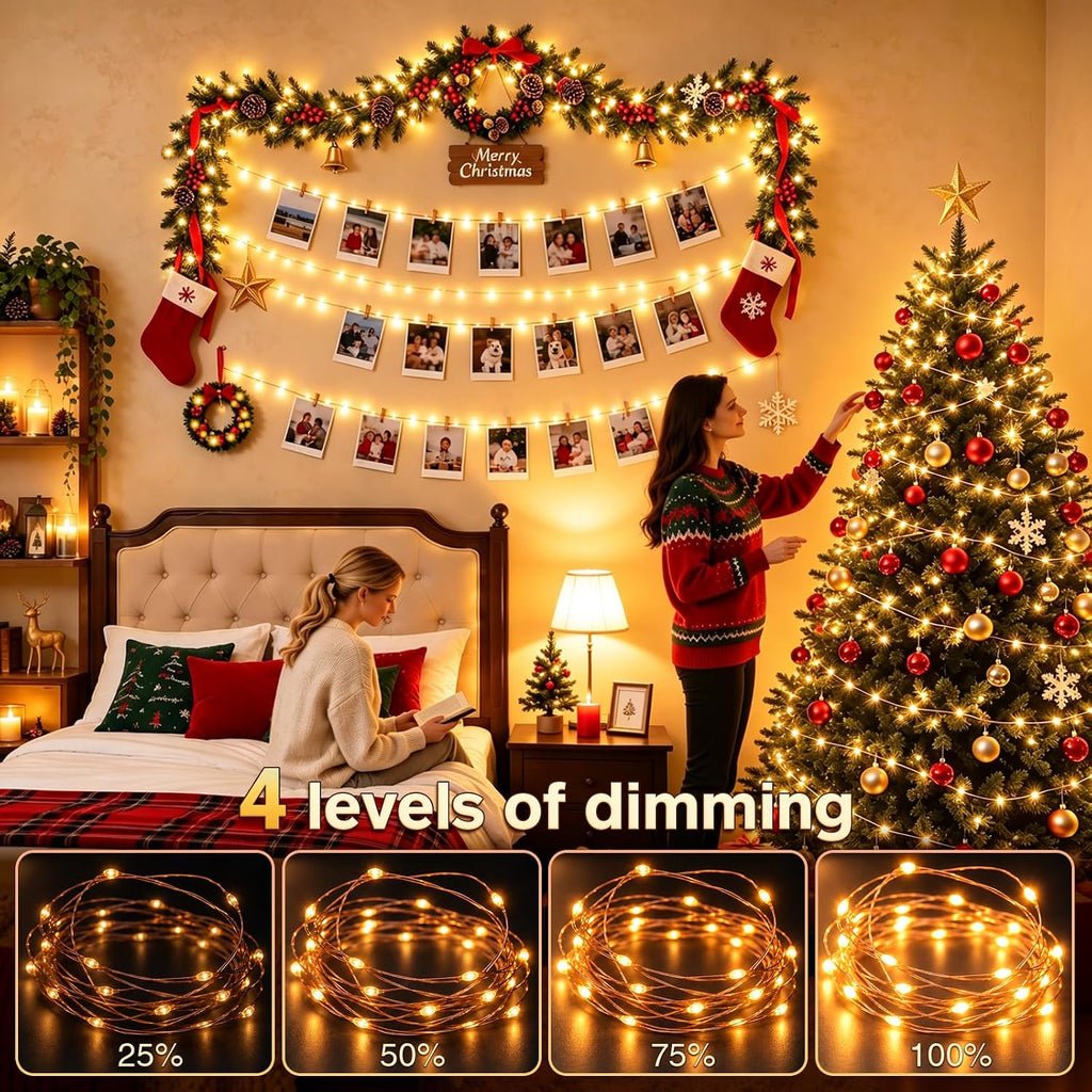 203FT 600LED Outdoor Fairy Lights Plug in Warm White Christmas Decor