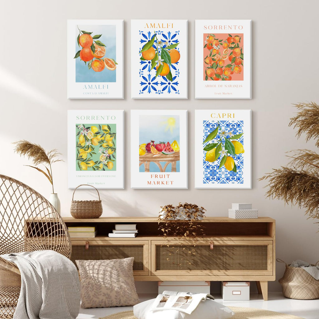 Fruit Wall Art Kitchen Artwork Wall Decor Fruit Market Prints Poster Colorful Lemon Canvas Wall Art Vintage Pictures