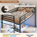 Triple Bunk Bed for Kids with Storage Drawers and Charging Station Twin Over Twin Metal Bunk Bed with Storage Shelves