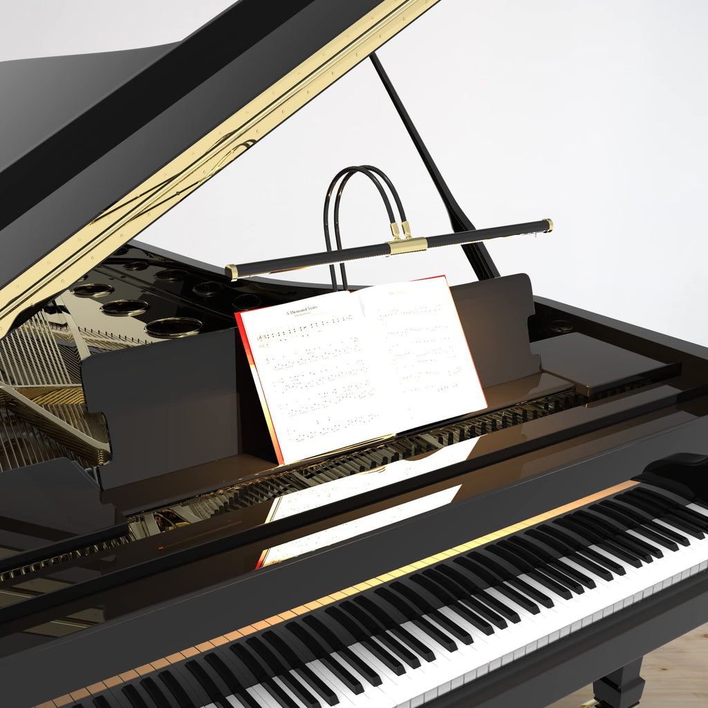 22" Battery Powered Grand Piano Lamp in Satin Nickel - LED, Adjustable, Quality Lighting