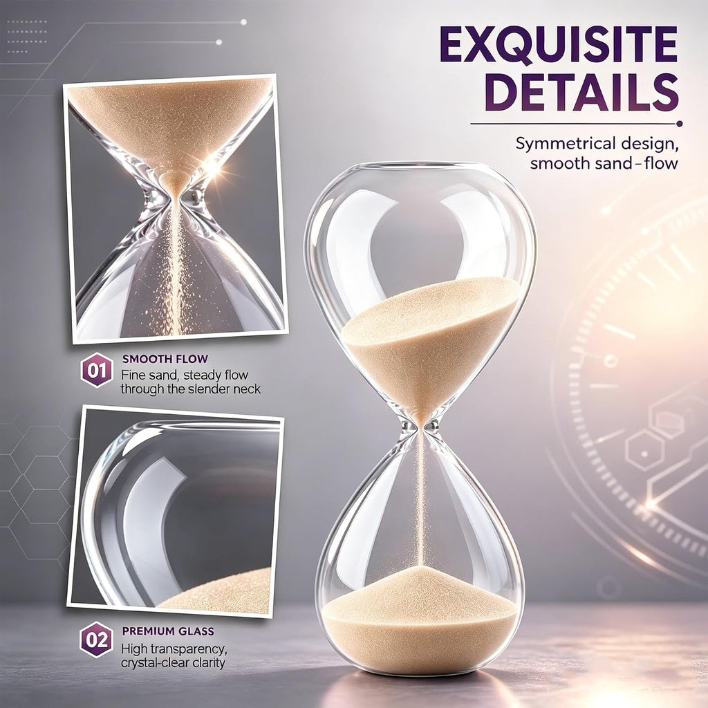 Hourglass, Champagne Sand Timer, 15 Minute Hand-Blown Glass