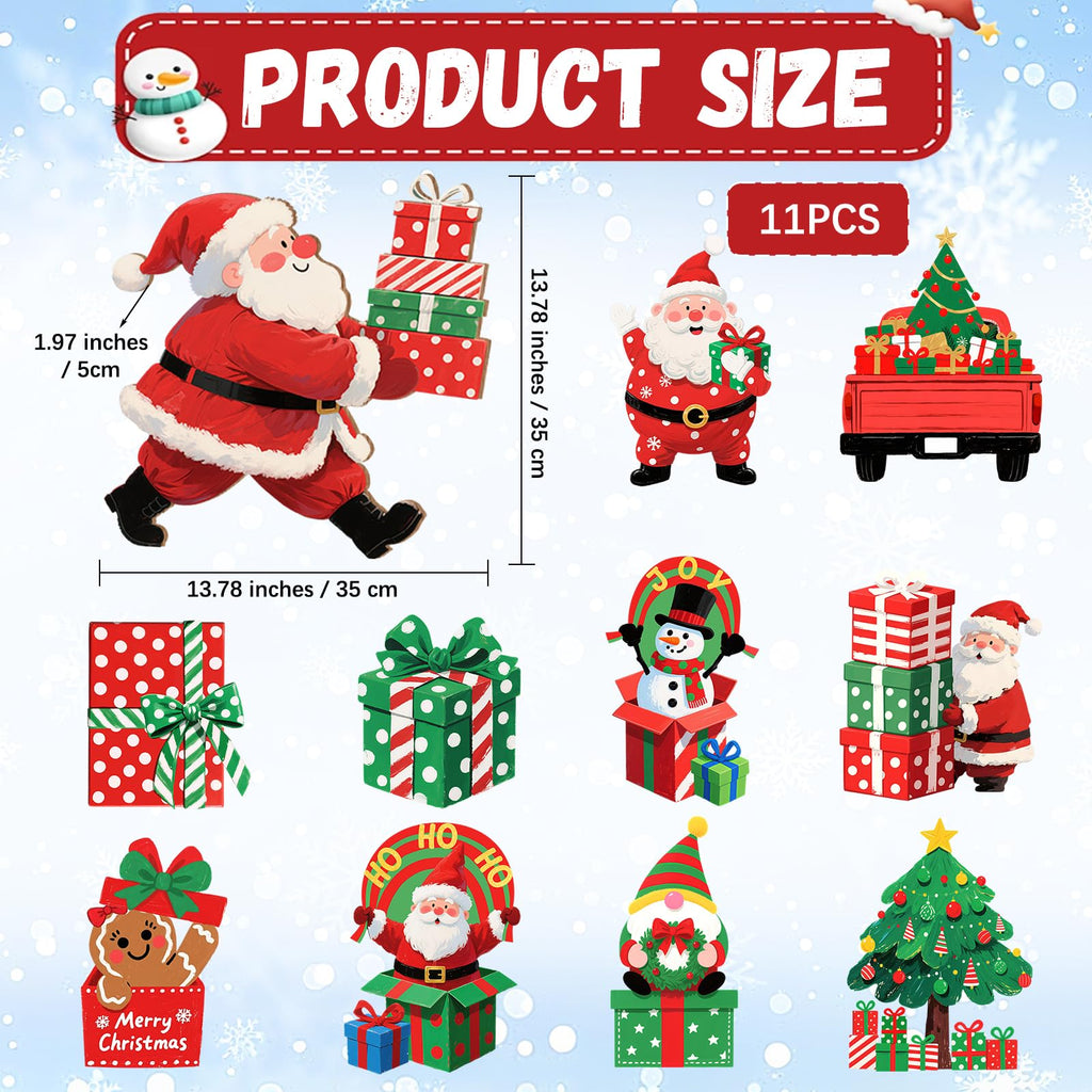 Christmas Decorations Outdoor Yard Signs - 11 PCS Christmas Santa Claus Tree Snowman Yard Signs Decor Cheerful