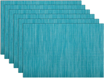 Woven Vinyl Placemats Wipe Clean Wasahble Place Mats for Dining Table Heat Resistant Non Slip Table Mats (6 - Set of 6