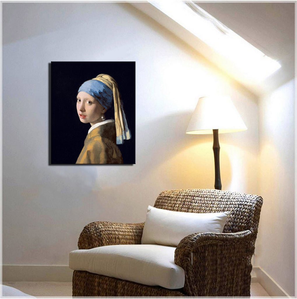 Girl with a Pearl Earring, by Johannes Vermeer - Oil Painting Reproduction - Giclee Wall Art Decor, Office, Gallery