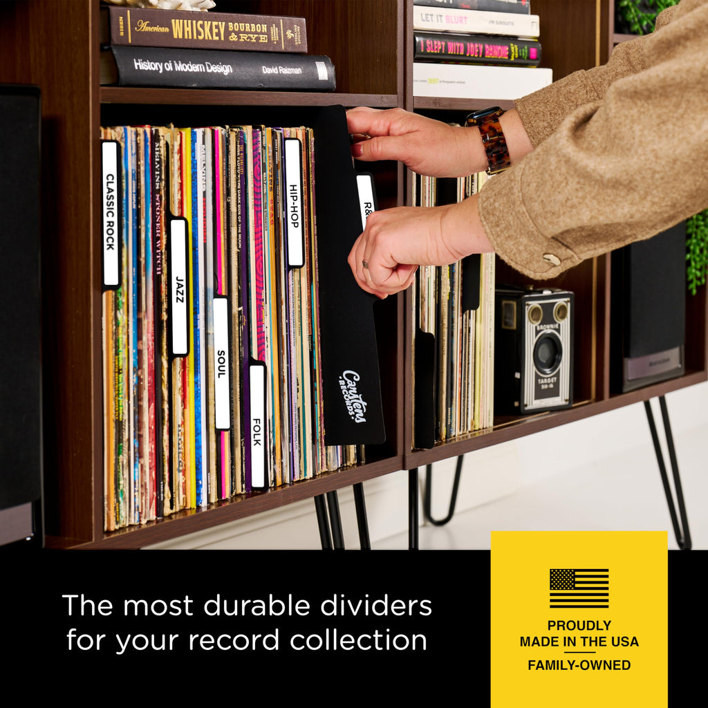 Heavy Duty Vinyl Album Dividers, 12", Black, Set of 32, Personalizable