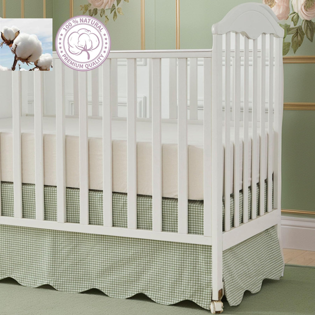 Scallop Edge Cotton Crib Skirt, Baby Boy, Baby Girl, Gender Neutral Crib Skirt Toddler Bedskirt Farmhouse Chic