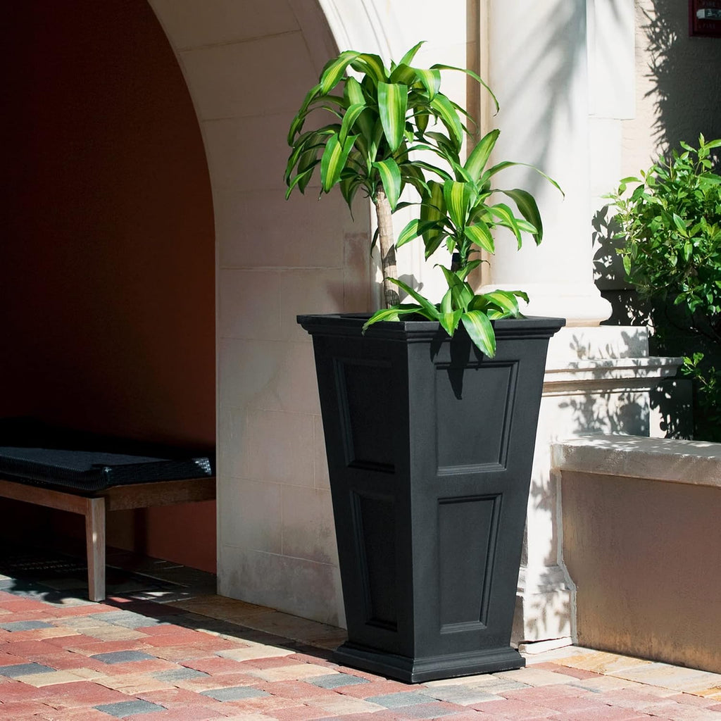 Fairfield 40in Tall Square Planter, Black | Indoor/Outdoor, All season, Fade resistant, 15-year warranty