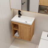 20-Inch Floating Bathroom Vanity with Sink – Wall-Mounted Guest Bathroom Cabinet for Small Spaces, Opening Shelf and Soft-Close Door, Natural Veneer Finish