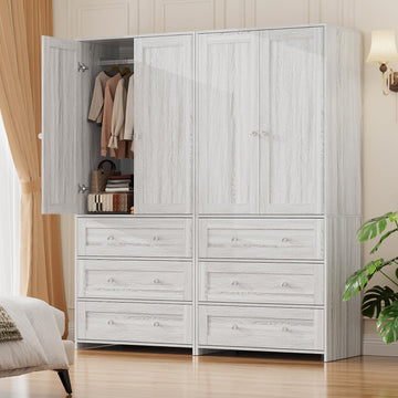 71" Tall Armoire Wardrobe Closet with Drawers and Mirror