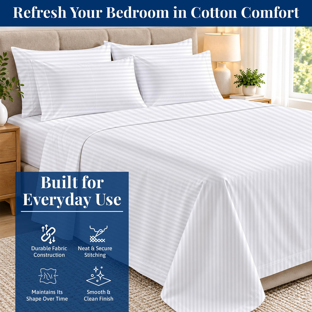 Extra Deep Pocket 6 Piece Queen Sheet Set, Hotel Luxury Collection, 100% Egyptian Cotton, 21" Deep Fitted Sheet