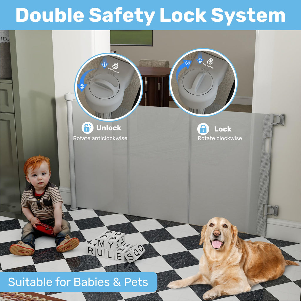Retractable Baby Gate for Stairs & Doorways, Dog Pet Gate