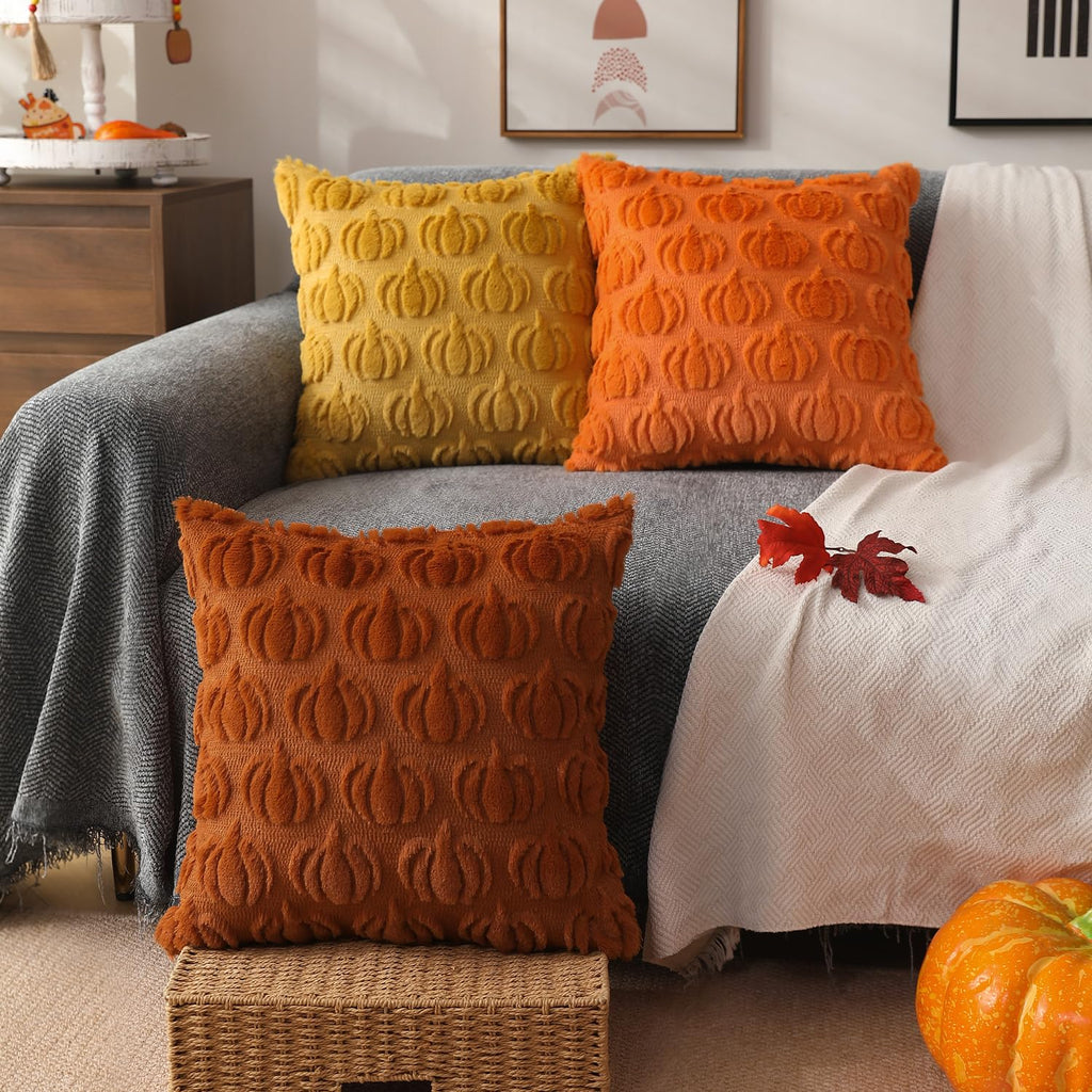 Fall Pillow Covers 24x24 2Pcs Rust Pumpkin Fall Decorations