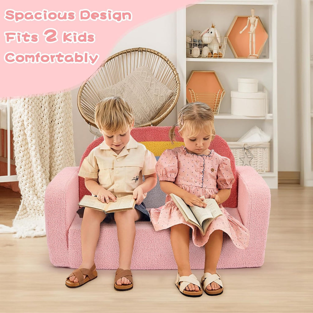 Extra Wide Kids Couch, in-1 Soft Toddler Couch with Blanket, Comfy Toddler Chair, Convertible Sofa with Cute
