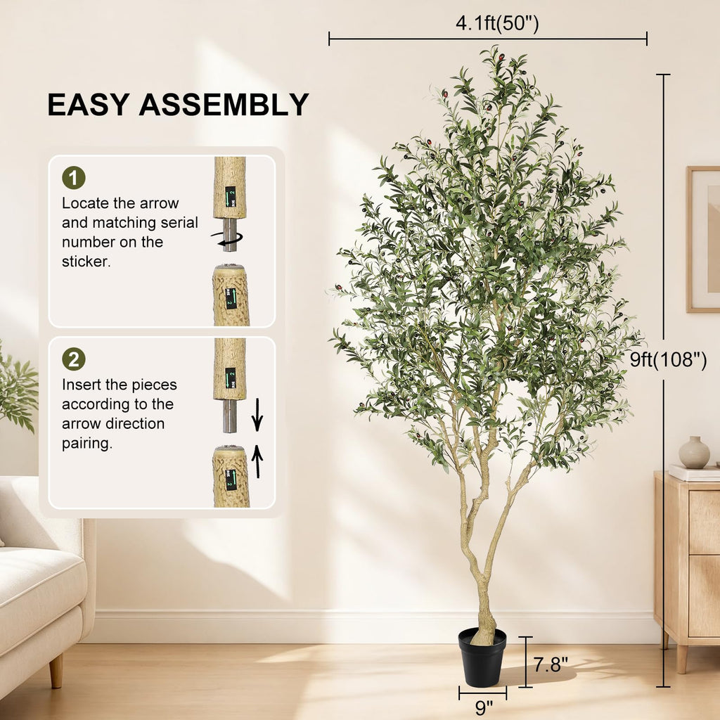 Faux Olive Tree 9ft UV Resistant for Indoor Outdoor Decor