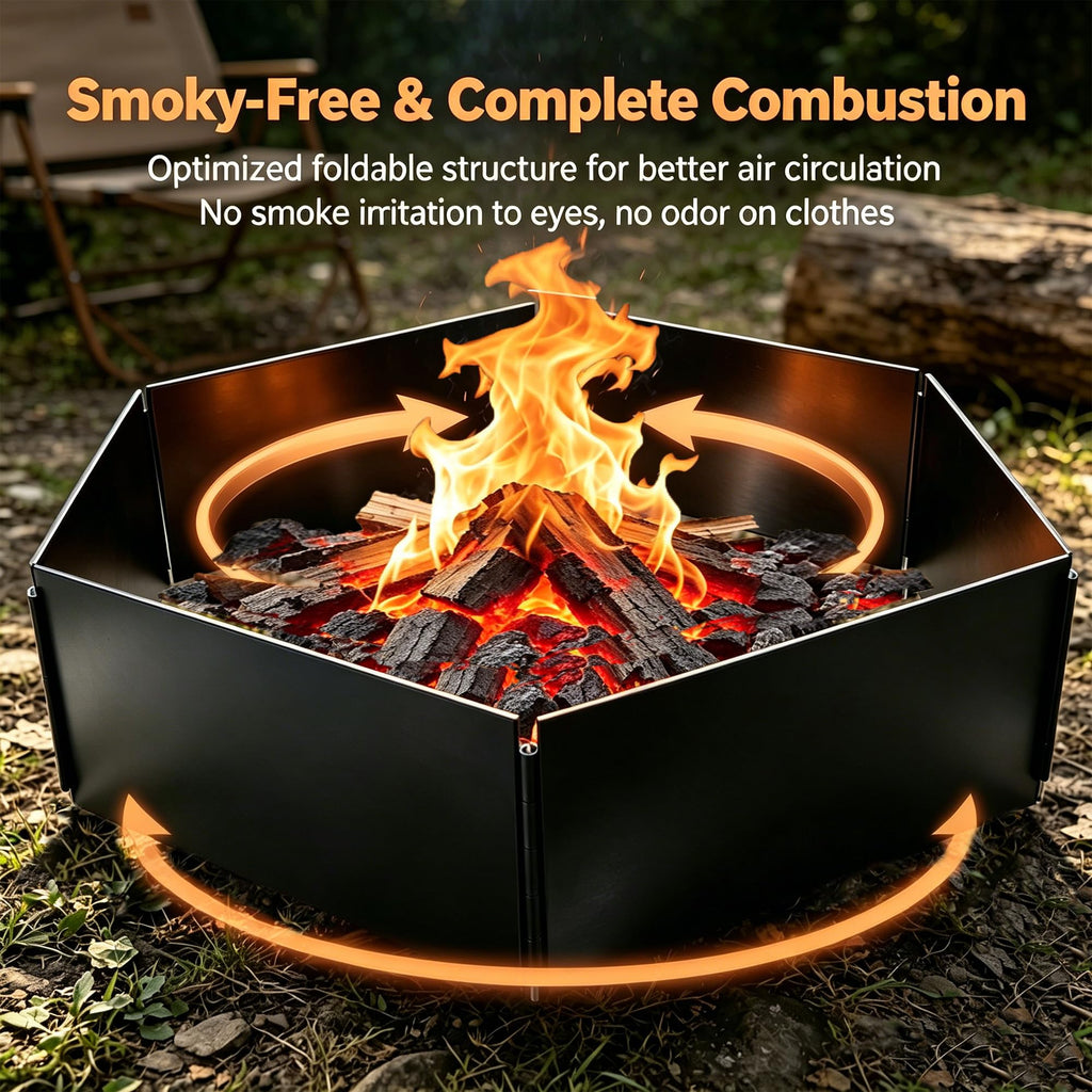Collapsible Fire Pit Ring, 42 Inch Foldable Portable Detachable Fire Ring
