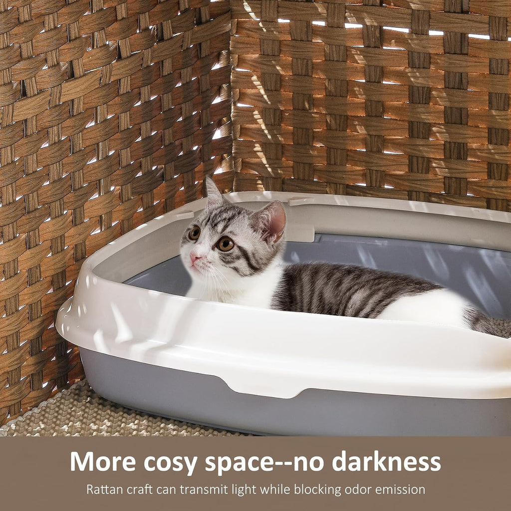 Cat Litter Box Enclosure with Door, Hidden Cat Washroom Furniture
