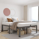 14 inch Metal Queen Bed Frame with Rounded Corner and Headboard Hole Mattress Retainers 3500LBS Heavy Duty Steel Slats